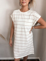 Rue Dress in Ivory & Brown Striped