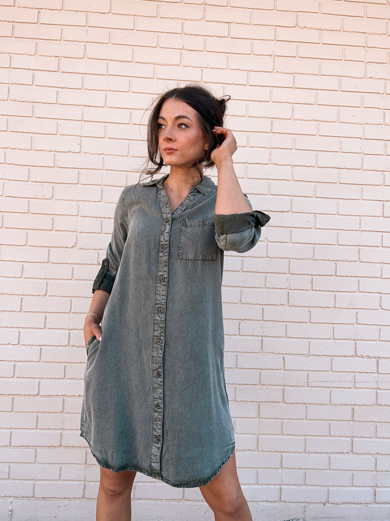 Charisma Dress in Forrest Green