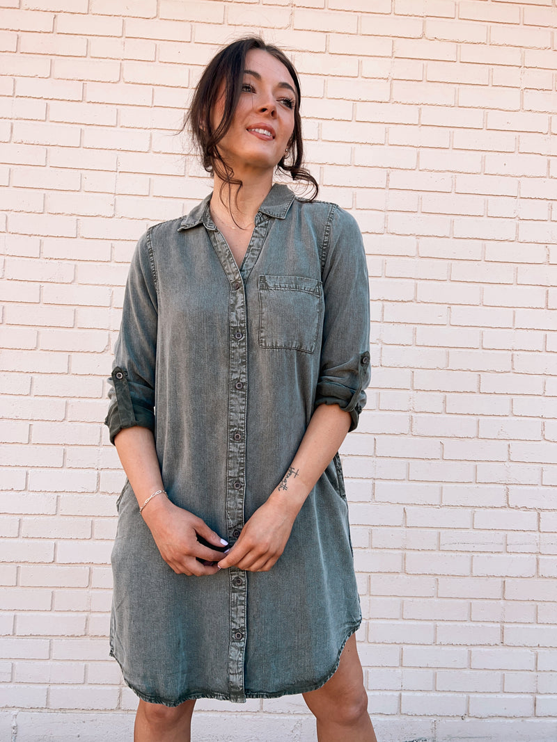 Charisma Dress in Forrest Green