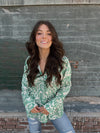 Green Abstract Oversized Button Up