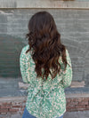 Green Abstract Oversized Button Up