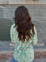 Green Abstract Oversized Button Up