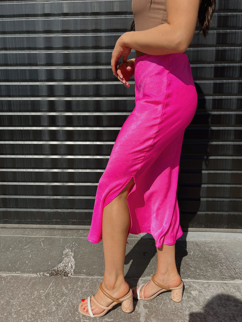 Be Mine Satin Skirt in Pink