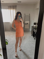 Good Energy Nylon Mini Dress in Coral