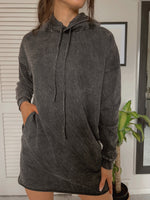 Maggie Sweatshirt Dress in Washed Black