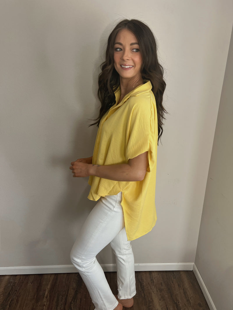 Lemon Button Up Blouse