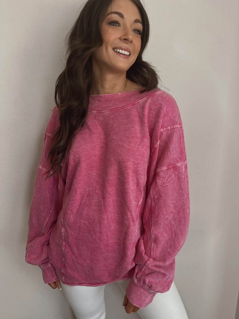 Fuchsia Reversible Twist Sweatshirt