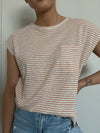 Mae Top in Off White and Sienna Stripe