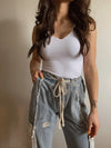 Denim & Crochet Joggers
